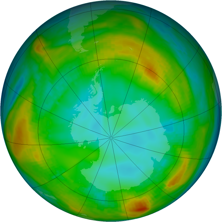 Antarctic ozone map for 31 July 1980